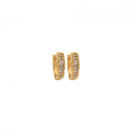 Cubic Zirconia Micro Pave Brass Earring, 18K gold plated, fashion jewelry & micro pave cubic zirconia & for woman, nickel, lead & cadmium free, 13x14x3.50mm, Sold By Pair