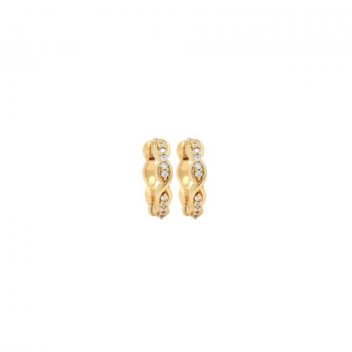 Cubic Zirconia Micro Pave Brass Earring, 18K gold plated, fashion jewelry & micro pave cubic zirconia & for woman, nickel, lead & cadmium free, 14.50x16.50x2.80mm, Sold By Pair