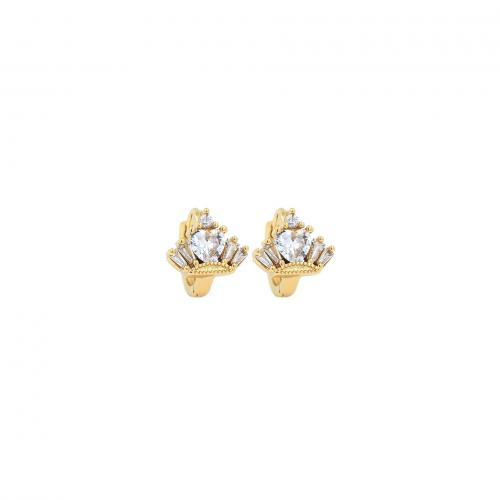 Cubic Zirconia Micro Pave Brass Earring, 18K gold plated, fashion jewelry & micro pave cubic zirconia & for woman, nickel, lead & cadmium free, 12.70x15.30x11.70mm, Sold By Pair