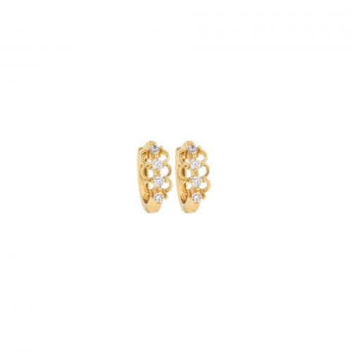 Cubic Zirconia Micro Pave Brass Earring, 18K gold plated, fashion jewelry & micro pave cubic zirconia & for woman, nickel, lead & cadmium free, 12.50x15x5.50mm, Sold By Pair