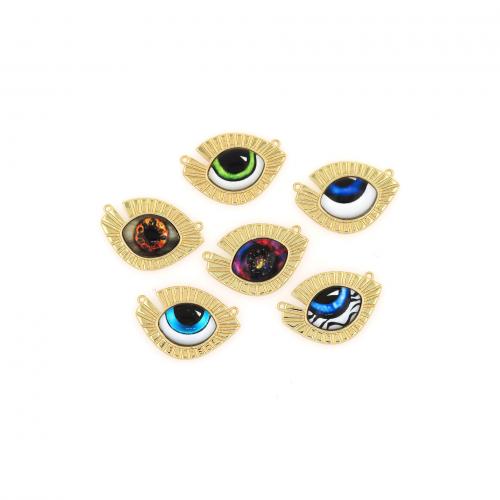 Evil Eye Pendants, Brass, 18K gold plated, fashion jewelry & DIY & enamel & double-hole, more colors for choice, nickel, lead & cadmium free, 17.30x25x5mm, Sold By PC