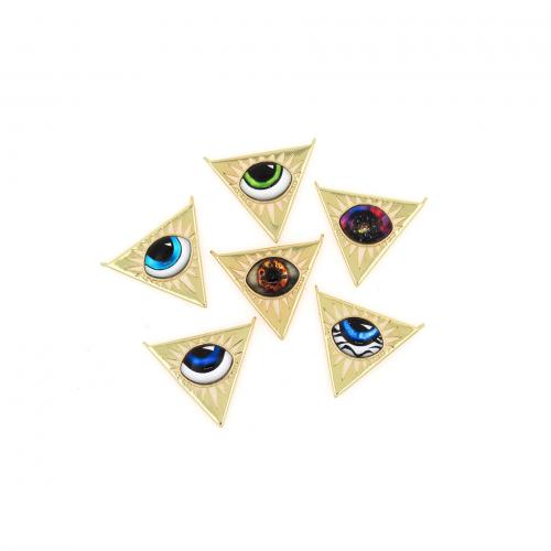 Evil Eye Anhänger, Messing, Dreieck, 18K vergoldet, Modeschmuck & DIY & Emaille & Doppelloch, keine, frei von Nickel, Blei & Kadmium, 26x30x4.50mm, verkauft von PC
