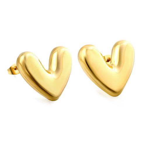 Stainless Steel Stud Earrings, 304 Stainless Steel, Heart, Vacuum Ion Plating, fashion jewelry & for woman, more colors for choice, 25x22mm, Sold By Pair