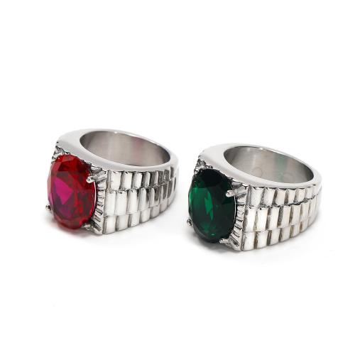 Anillo de dedo de Titantium Acero, Partículas de acero, unisexo & diverso tamaño para la opción & con diamantes de imitación, color original, Vendido por UD