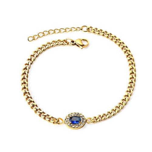 Bijoux bracelet en acier inoxydable, Acier inoxydable 304, styles différents pour le choix & pour femme & avec strass, doré, Vendu par Environ 18 cm brin