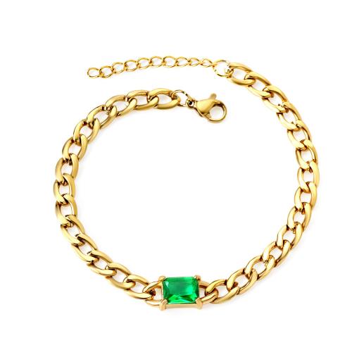 Bijoux bracelet en acier inoxydable, Acier inoxydable 304, styles différents pour le choix & pour femme & avec strass, doré, Vendu par brin