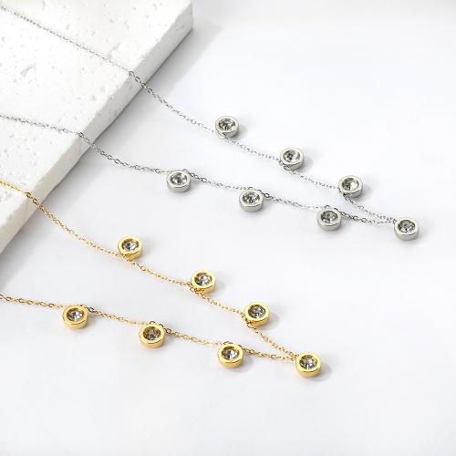 Stainless Steel Jewelry Necklace 304 Stainless Steel with White Shell with 5cm extender chain Vacuum Ion Plating & for woman & with rhinestone Sold Per Approx 40 cm Strand