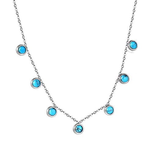 Stainless Steel Jewelry Necklace, 304 Stainless Steel, with turquoise & Plastic Pearl, with 5cm extender chain, Vacuum Ion Plating, fashion jewelry & different styles for choice & for woman, more colors for choice, Sold Per Approx 40 cm Strand