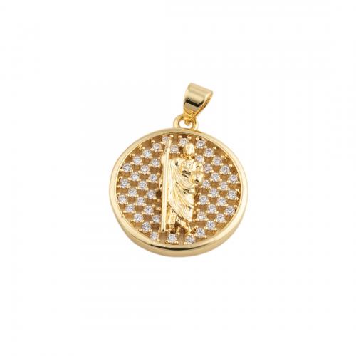 Cubic Zirconia Micro Pave Brass Pendant, fashion jewelry & Unisex & micro pave cubic zirconia, golden, nickel, lead & cadmium free, 22.50x20mm, Sold By PC