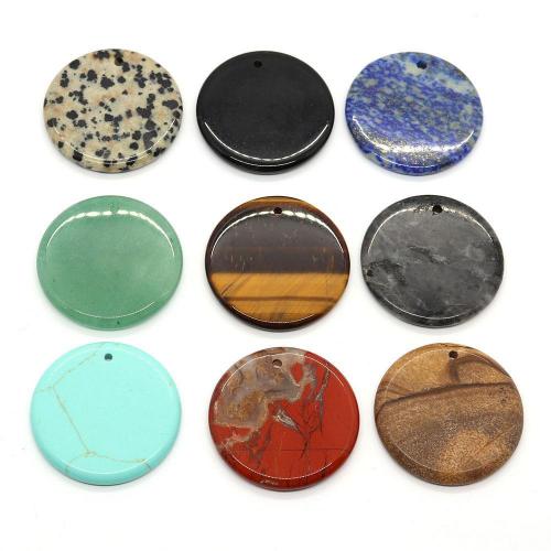 Gemstone Pendants Jewelry Natural Stone Flat Round DIY 30mm Sold By Bag