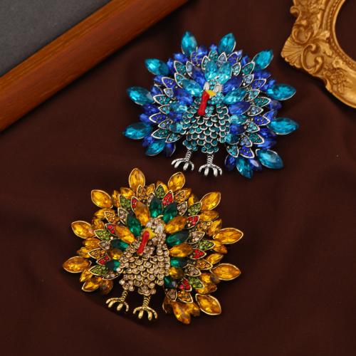 Tibetan Style Brooches, with Crystal, Animal, plated, fashion jewelry & enamel & with rhinestone, more colors for choice, nickel, lead & cadmium free, 67x60mm, Sold By PC