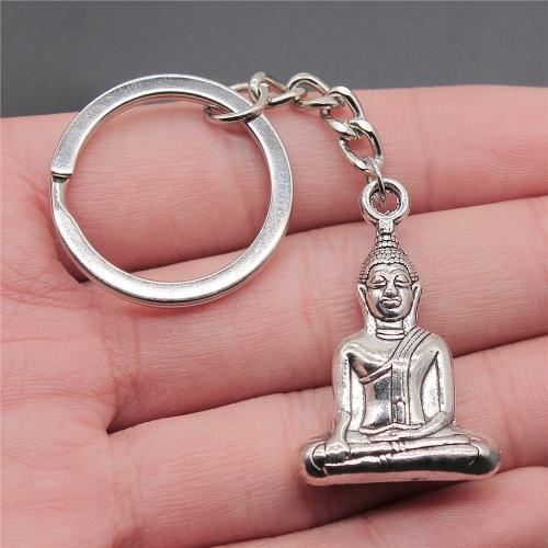Zinklegierung Schlüssel Verschluss, mit Eisen, Buddha, plattiert, Modeschmuck, keine, frei von Nickel, Blei & Kadmium, 35x23mm, verkauft von PC
