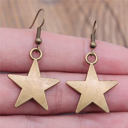Zinc Alloy Drop Earrings Star plated fashion jewelry antique bronze color nickel lead & cadmium free Sold By Pair