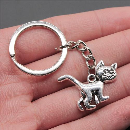 Tibetan Style Key Clasp, with Iron, Cat, plated, fashion jewelry, more colors for choice, nickel, lead & cadmium free, 30x22mm, Sold By PC
