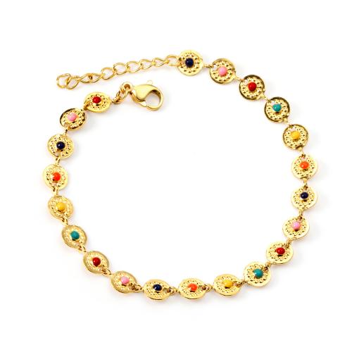 Stainless Steel Jewelry Bracelet 304 Stainless Steel with enamel gold color plated fashion jewelry & for woman nickel lead & cadmium free Sold By PC