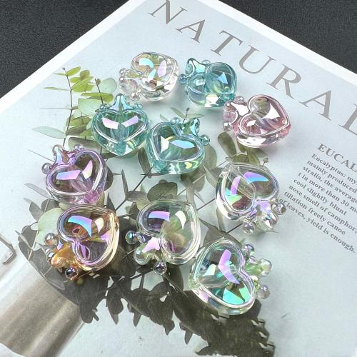Plated Acrylic Beads, Heart, colorful plated, DIY, more colors for choice, nickel, lead & cadmium free, 22x24mm, Approx 200PCs/Bag, Sold By Bag