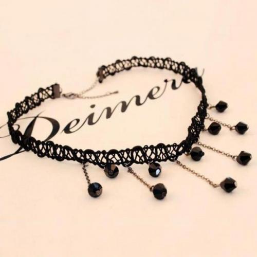 Collar Necklace Lace with Crystal & Zinc Alloy fashion jewelry & for woman & with rhinestone Sold By PC