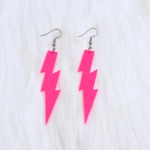 Acrylic Jewelry Earring, Lightning Symbol, painted, fashion jewelry & for woman, more colors for choice, 93x21mm, Sold By Pair