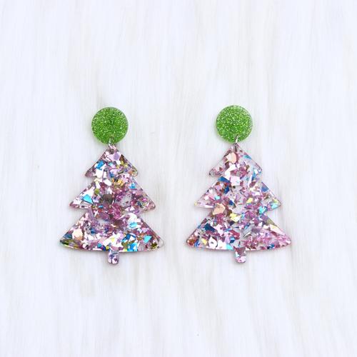 Acrylic Jewelry Earring, painted, Christmas Design & fashion jewelry & different styles for choice & for woman, more colors for choice, Sold By Pair