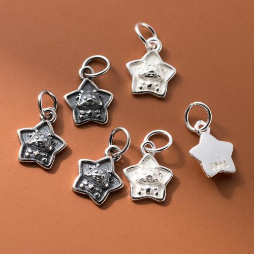 925 Sterling Silver Pendant Star Antique finish DIY Sold By PC