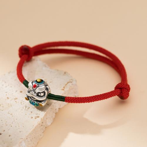 925 Sterling Silver Bangle Bracelet with Wax Cord Antique finish for woman & epoxy gel red Length Approx 13-26 cm Sold By PC