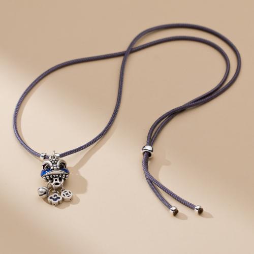 Серебряное ожерелье, Серебро 925 пробы, с Восковой шнур, Женский & Эпоксидная стикер, фиолетовый, длина Приблизительно 70 см, продается PC