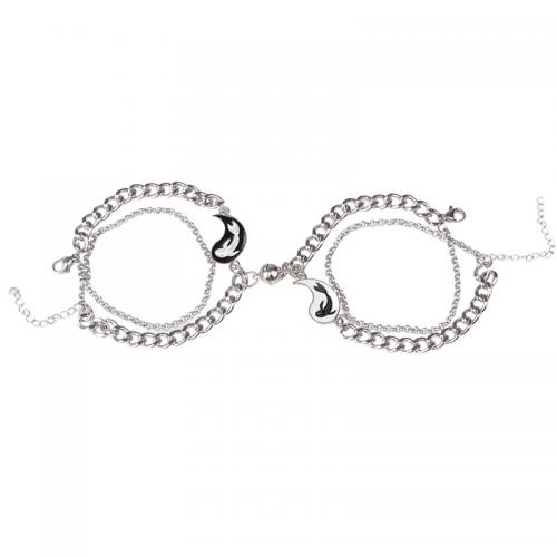 Couple Bracelet and Bangle 304 Stainless Steel with Glass & Zinc Alloy plated Unisex & enamel Sold By PC