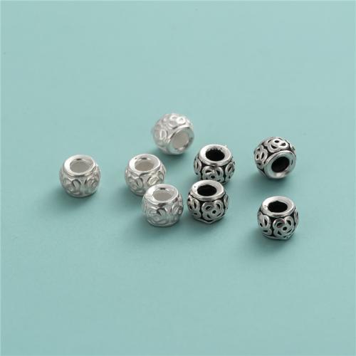 925 Sterling Silber Perlen, 925er Sterling Silber, DIY & mit Blumenmuster, keine, 6x4.70mm, Bohrung:ca. 2.7mm, verkauft von PC