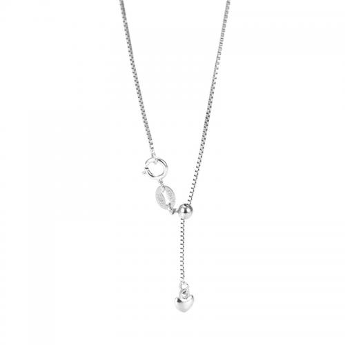 925 Sterling Silver Necklaces plated DIY & box chain Length Approx 17.7 Inch Sold By PC