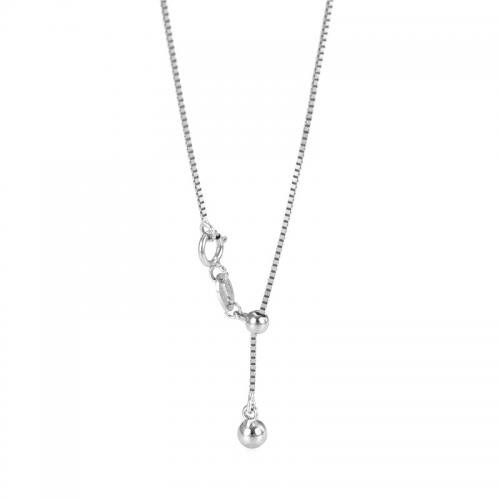 925 Sterling Silver Necklaces plated DIY & adjustable & box chain Length Approx 17.7 Inch Sold By PC