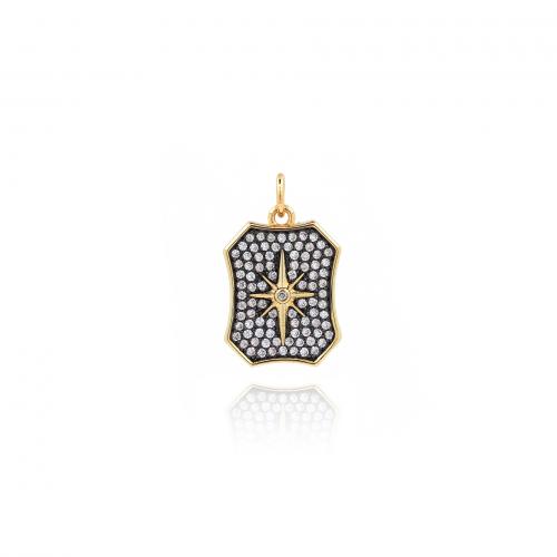 Cubic Zirconia Micro Pave Brass Pendant 18K gold plated fashion jewelry & DIY & micro pave cubic zirconia & enamel black nickel lead & cadmium free Sold By PC