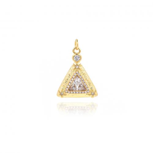 Cubic Zirconia Micro Pave Brass Pendant, Triangle, 18K gold plated, fashion jewelry & DIY & micro pave cubic zirconia, nickel, lead & cadmium free, 22x15x3.80mm, Sold By PC