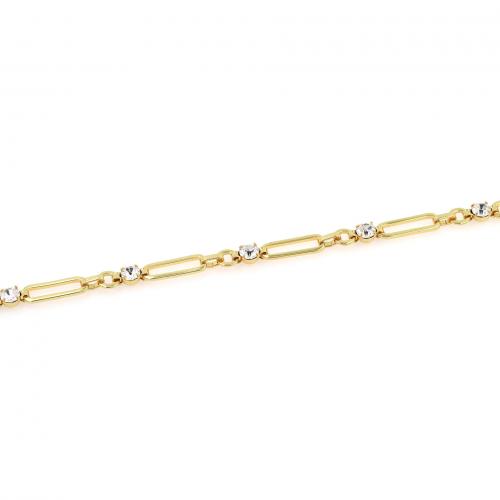Brass Chain 18K gold plated fashion jewelry & DIY & micro pave cubic zirconia nickel lead & cadmium free 7mm Sold By m