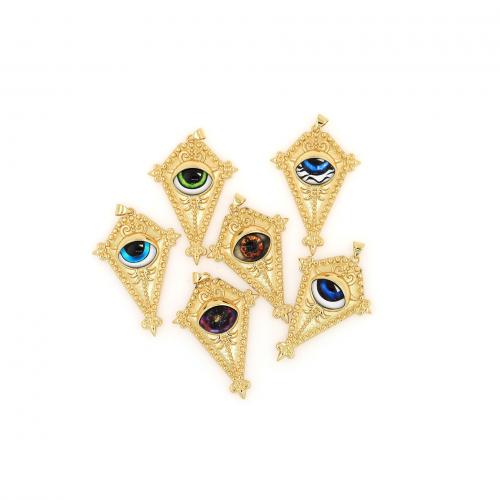 Evil Eye Pendants, Brass, 18K gold plated, fashion jewelry & DIY & enamel, more colors for choice, nickel, lead & cadmium free, 51x32x9mm, Sold By PC
