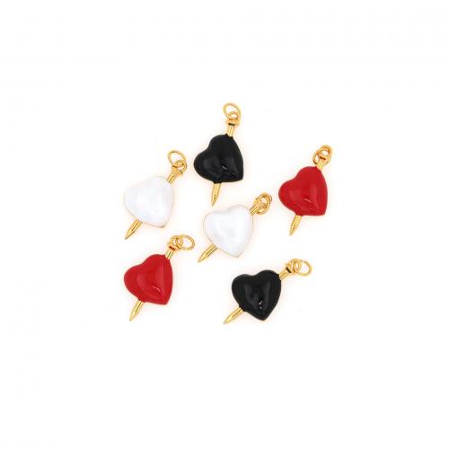 Brass Heart Pendants 18K gold plated fashion jewelry & DIY & enamel nickel lead & cadmium free Sold By PC