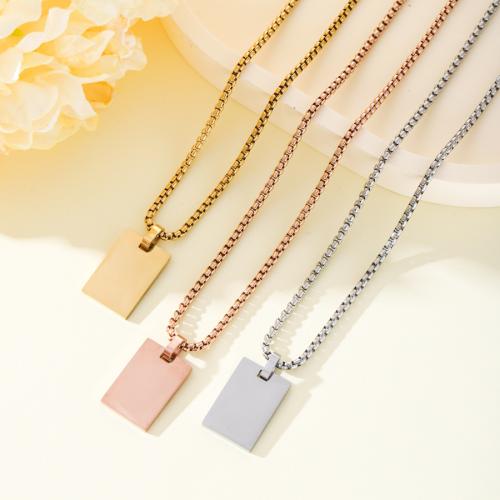 Stainless Steel Jewelry Necklace, 304 Stainless Steel, Rectangle, plated, fashion jewelry & different size for choice & for woman, more colors for choice, Sold By PC