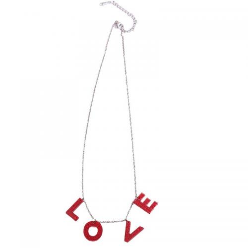 Edelstahl Schmuck Halskette, 304 Edelstahl, mit Acryl, Alphabet-Buchstabe, Spritzlackierung, Modeschmuck & für Frau, keine, frei von Nickel, Blei & Kadmium, Länge:ca. 40-45 cm, verkauft von PC