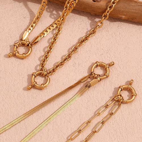 Stainless Steel Jewelry Necklace 316L Stainless Steel 18K gold plated fashion jewelry & for woman nickel lead & cadmium free Length Approx 40 cm Sold By PC