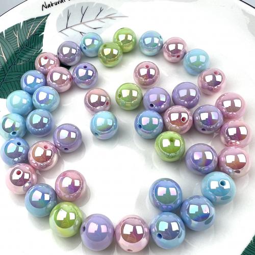 Plated Acrylic Beads, Round, colorful plated, DIY, more colors for choice, 16mm, Approx 200PCs/Bag, Sold By Bag