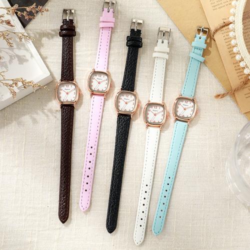 Women Wrist Watch Zinc Alloy with PU Leather & Glass fashion jewelry & Chinese movement & for woman nickel lead & cadmium free Dial about 2.2cm diameter about 0.6cm. Length Approx 20 cm Sold By PC