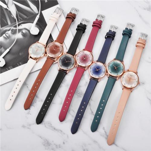 Women Wrist Watch Zinc Alloy with PU Leather & Glass fashion jewelry & Chinese movement & for woman nickel lead & cadmium free Dial diameter 32mm thickness :9mm. Length Approx 230 mm Sold By PC