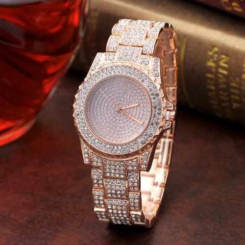 Unisex Wrist Watch Zinc Alloy fashion jewelry & Chinese movement & with rhinestone nickel lead & cadmium free Dial diameter 37mm thickness :10mm. Length Approx 220 mm Sold By PC