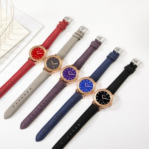 Women Wrist Watch Zinc Alloy with PU Leather & Glass fashion jewelry & Chinese movement & for woman nickel lead & cadmium free Dial diameter 36mm thickness :8mm. Length Approx 245 mm Sold By PC