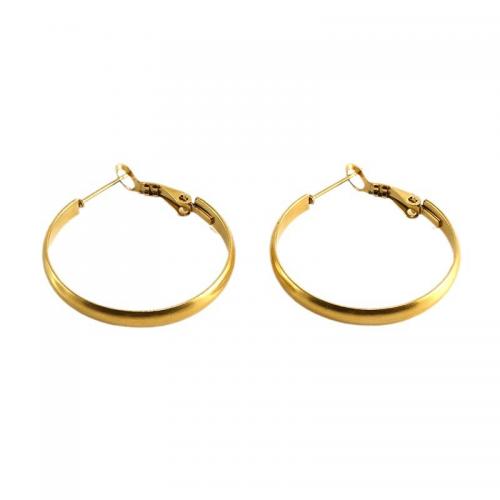 Stainless Steel Hoop Earring 304 Stainless Steel 18K gold plated fashion jewelry & for woman nickel lead & cadmium free 30mm Sold By Pair