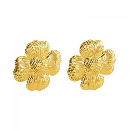 Stainless Steel Stud Earrings 304 Stainless Steel Sunflower 18K gold plated fashion jewelry & for woman nickel lead & cadmium free Sold By Pair