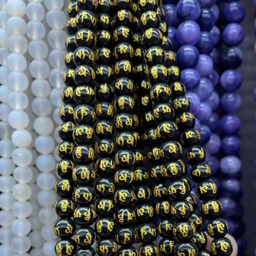 Handgemaakte Lampwork Beads, Ronde, DIY, zwart, 8mm, Per verkocht Ca 38 cm Strand