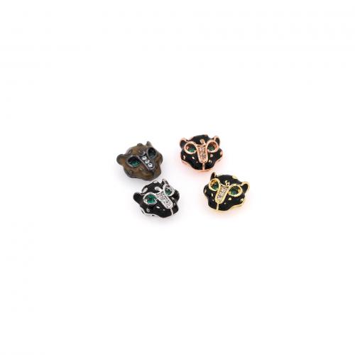 Terningformet Zirkon Micro Pave Messing vedhæng, Leopard, forgyldt, mode smykker & du kan DIY & Micro Pave cubic zirconia & emalje, flere farver til valg, nikkel, bly & cadmium fri, 11x11x5.80mm, Solgt af PC
