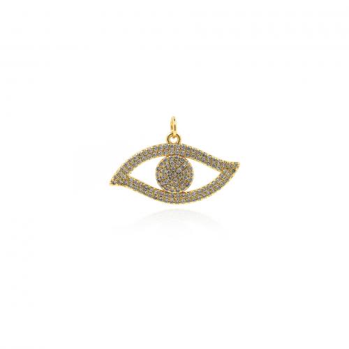 Evil Eye Pendants, Brass, 18K gold plated, fashion jewelry & DIY & micro pave cubic zirconia & hollow, nickel, lead & cadmium free, 19.50x29.50x2.80mm, Sold By PC