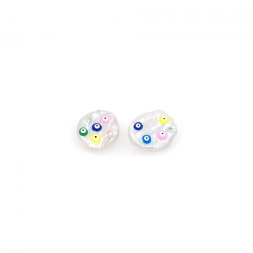 Divat szemmel verés ékszerek gyöngyök, Műanyag Pearl, divat ékszerek & DIY & zománc, kevert színek, 16x5mm, Által értékesített PC