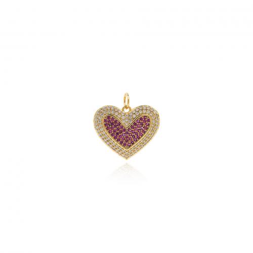 Cubic Zirconia Micro Pave Brass Pendant, Heart, 18K gold plated, fashion jewelry & DIY & micro pave cubic zirconia, mixed colors, nickel, lead & cadmium free, 20x20x2.50mm, Sold By PC